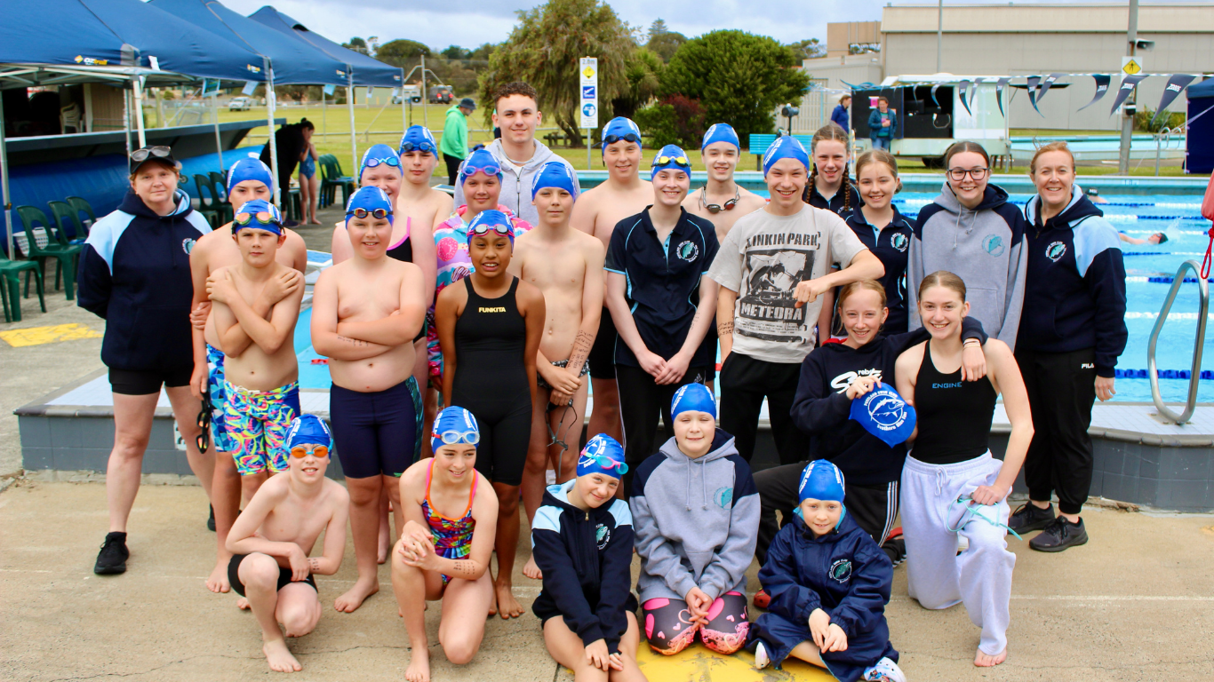 Club members gathered pool side